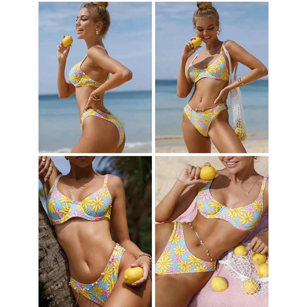 Y2K Retro Daisy Pastel High Waist Bikini Set - Picture 7 of 7